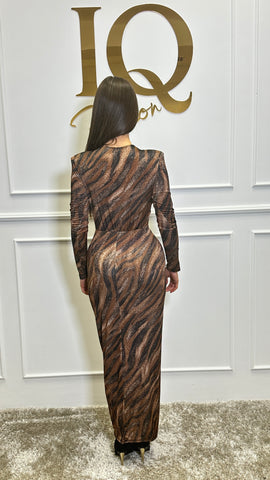 Rochie maneca Serabella Brown Tiger