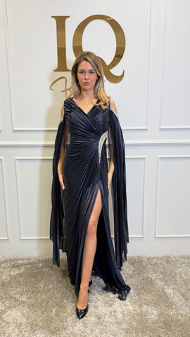 Dark blue Rochie Cathia dress by iqfashioncluj, featuring a stylish design and elegant silhouette.