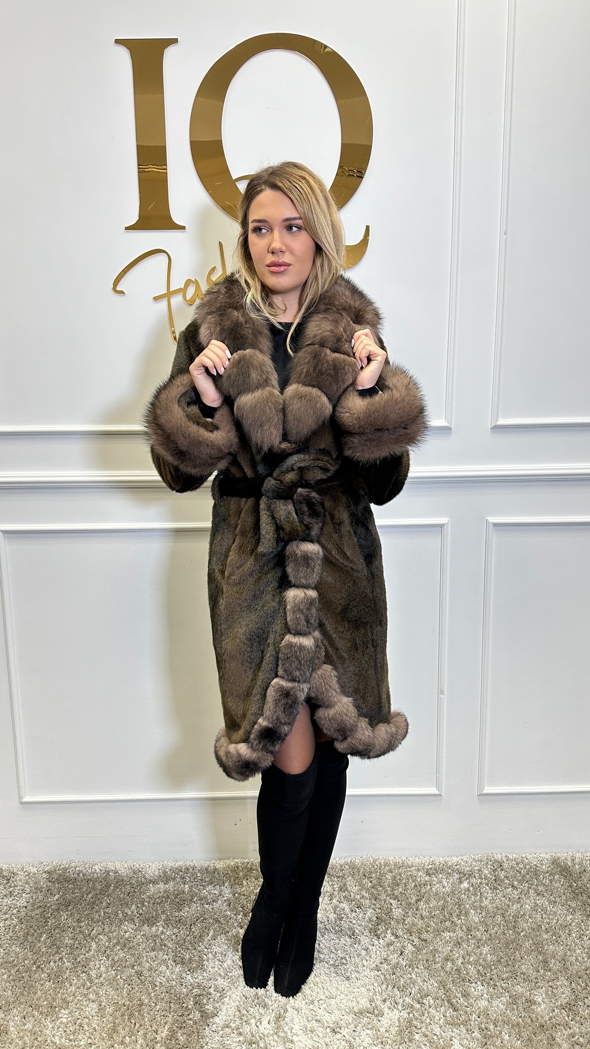 Palton stofa 3/4 alkantara Astoria Brown