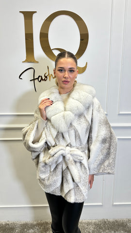 Palton din stofa alkantara Butterfly White