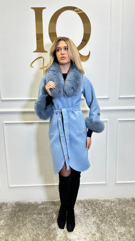 Palton alpaka Ami Baby Blue