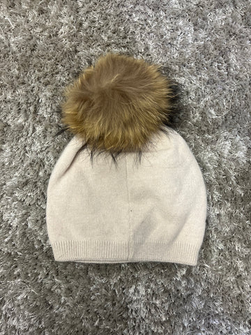 Sapca pompon natural Athena Beige