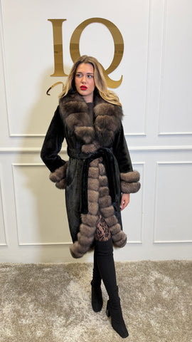 Palton stofa alcantara Astoria Black-Brown