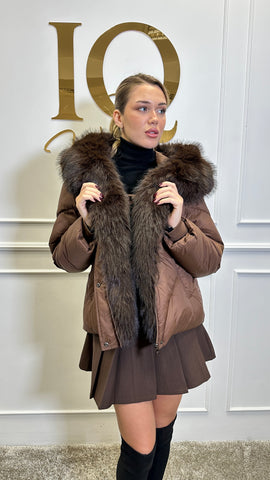 Geaca blana artificiala Florencia Coffe