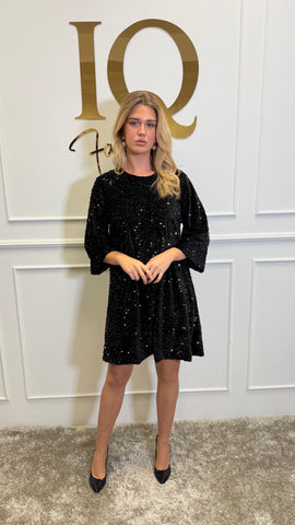 Tunica Hot (plus size) paiete Black